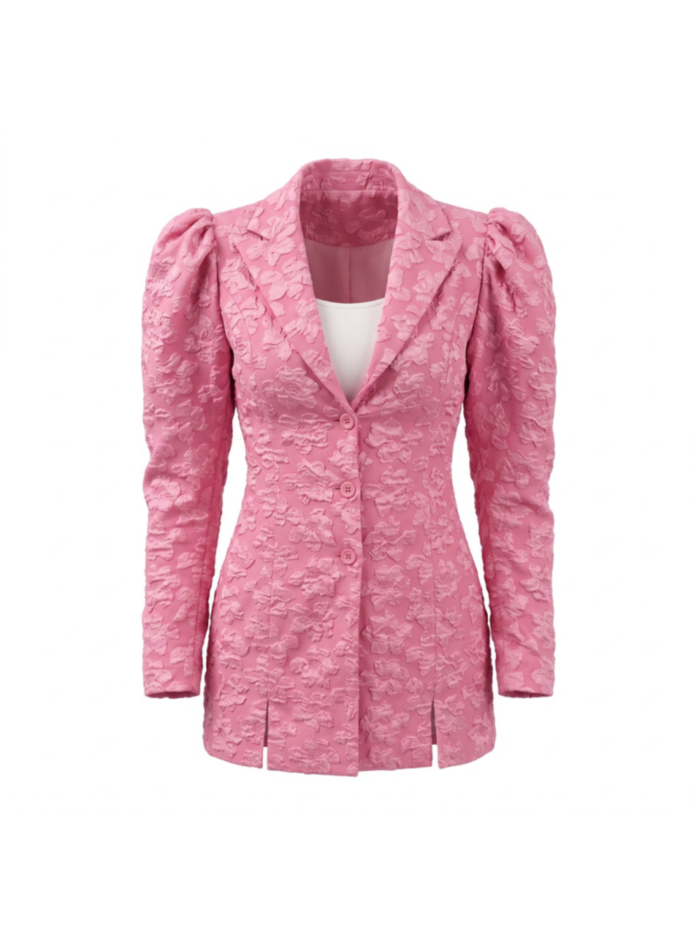 ROTATE Birger Christensen Jacquard Fitted Blazer Fuchsia Pink NWT Size 36 US 4